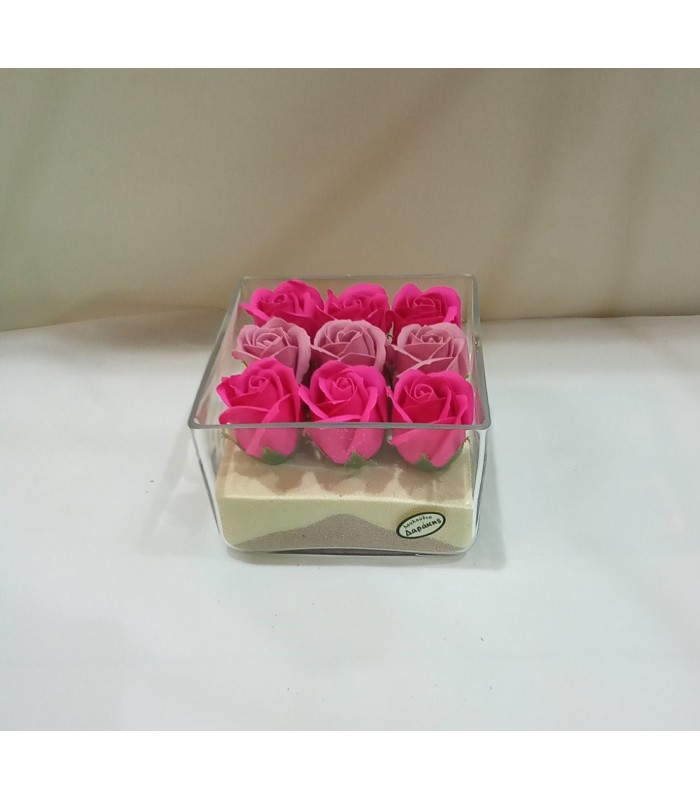 “FOREVER”  artificial Roses in a glass box