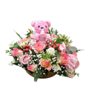 Arrangement for birth with teddy bear