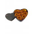 Χρυσά forever - τεχνητά τριαντάφυλλα με gliter σε marbel μαύρο κουτί σχήμα καρδιάς