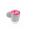 Pink forever artificial roses in round box