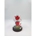 Two "FOREVER" preserved roses in a large glass bell