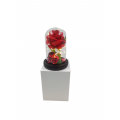 Red forever - artificial rose in illuminated glass bell