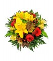 Bouquet of yellow and red flowers
